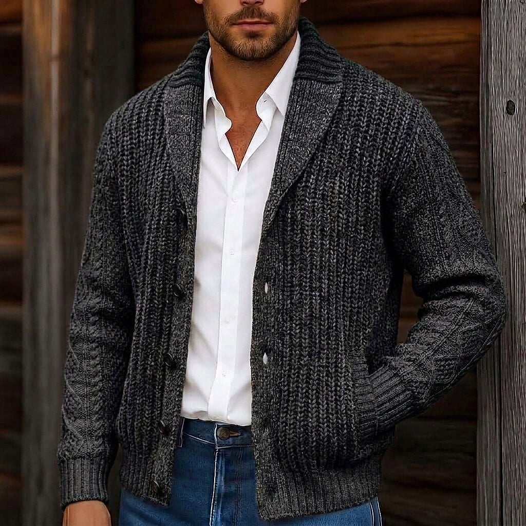 Longline Cable Shawl Collar Cardigan