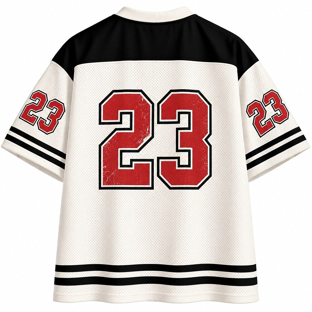 Men's Dog Number Text Graphic V-Neck Sports Jersey