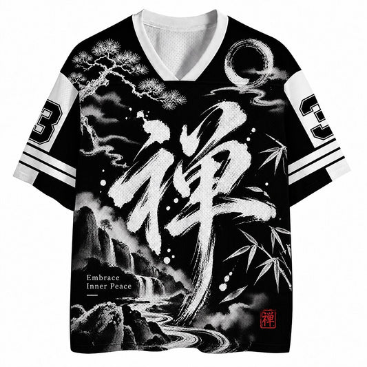 Men's Number Kanji Graphic V-Neck Sports Jersey