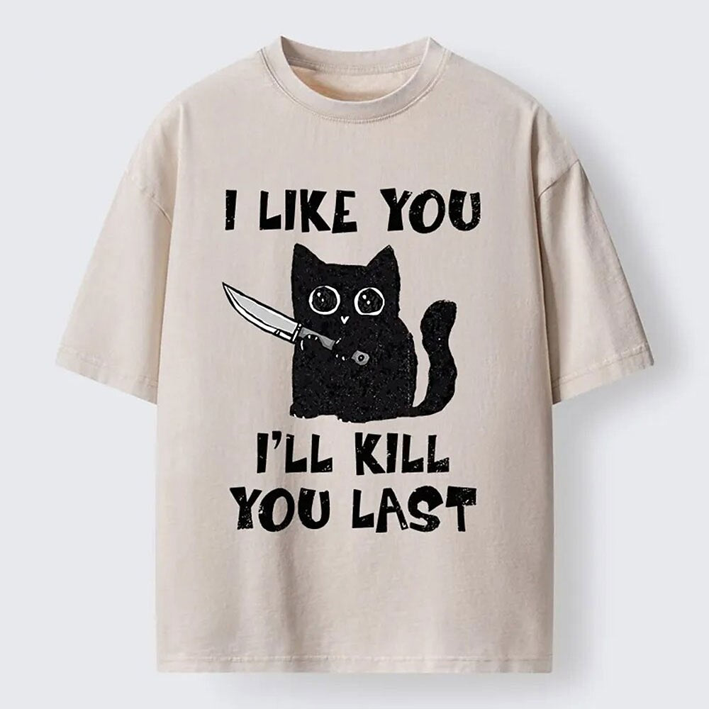 Men's Cat Graphic Washed Cotton T-Shirt