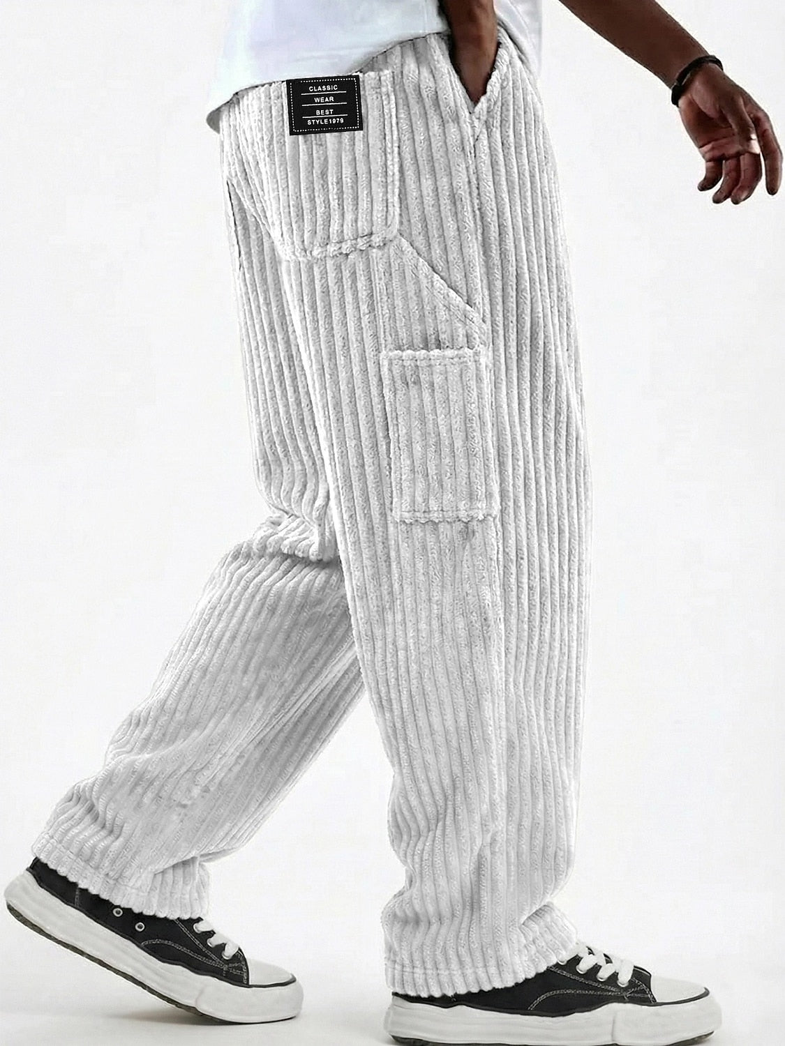 Corduroy Cargo Pocket Drawstring Pants