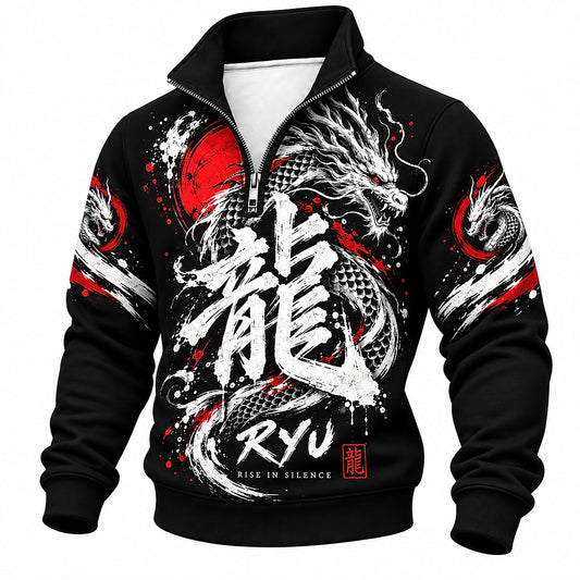Ryu Rise in Silence Dragon Half-Zip Sweatshirt