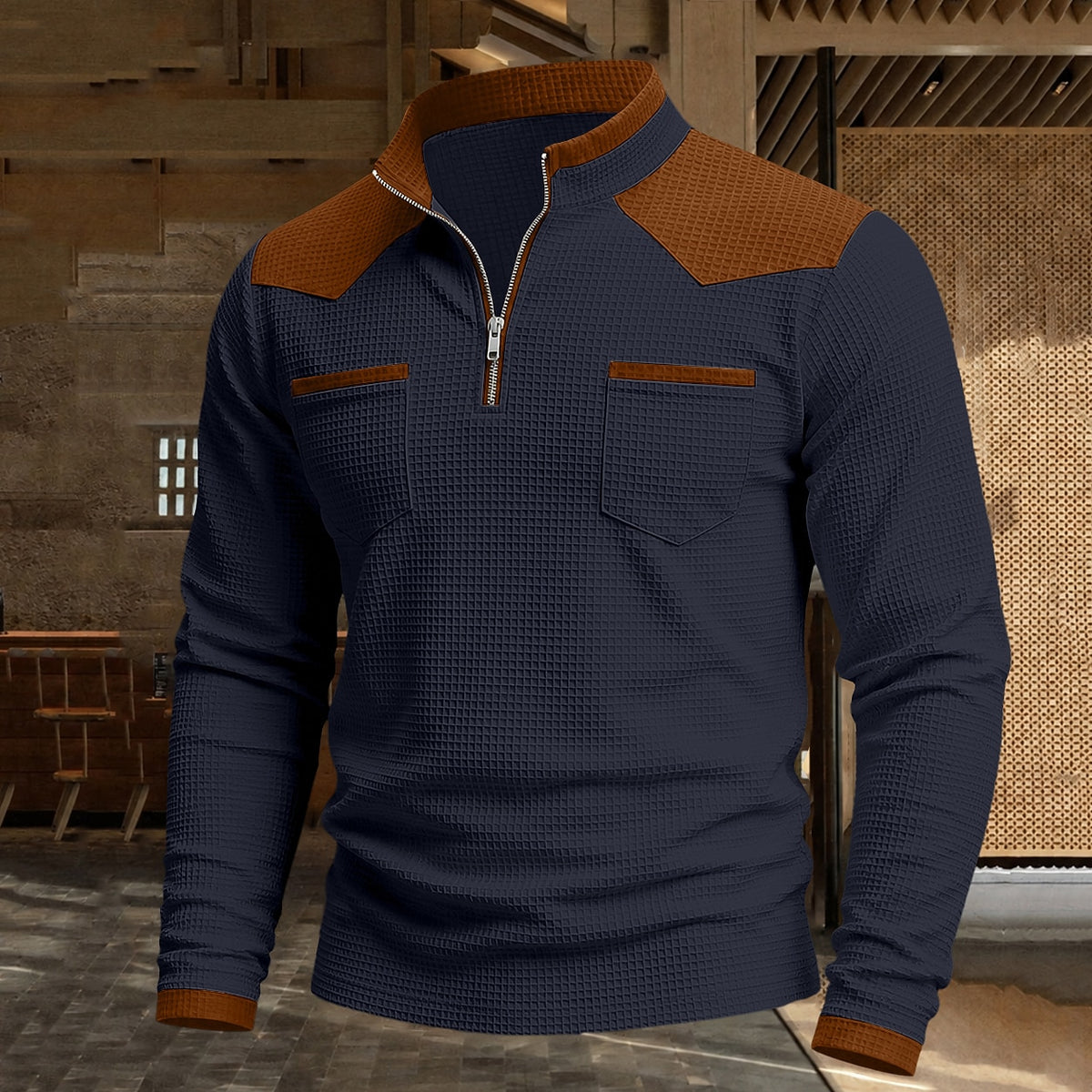 Contrast Yoke Utility Waffle Polo