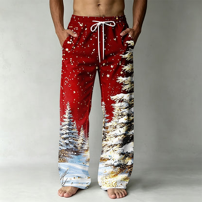 Snowy Christmas Tree Drawstring Pants