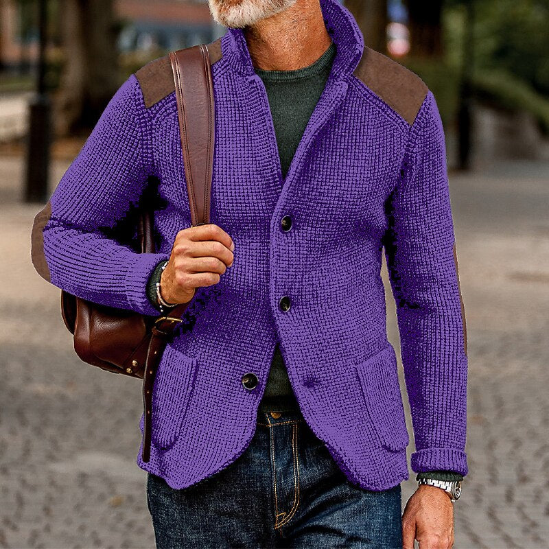 Contrast Shoulder Knit Cardigan