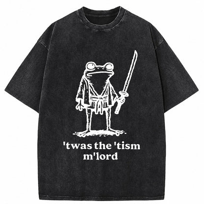 Japanese Style Samurai Frog Washed T-Shirt