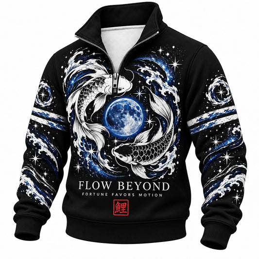 Flow Beyond Cosmic Koi Half-Zip Sweatshirt