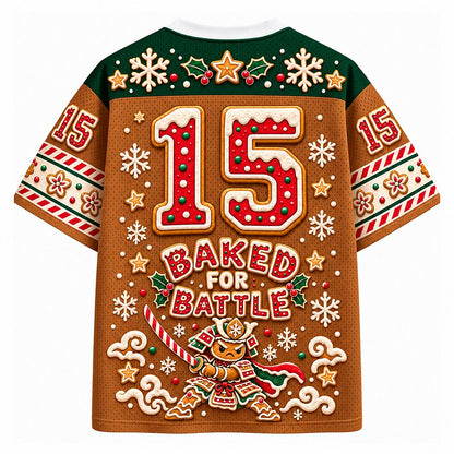 Baked for Battle Gingerbread Samurai V-Neck Mesh Jersey
