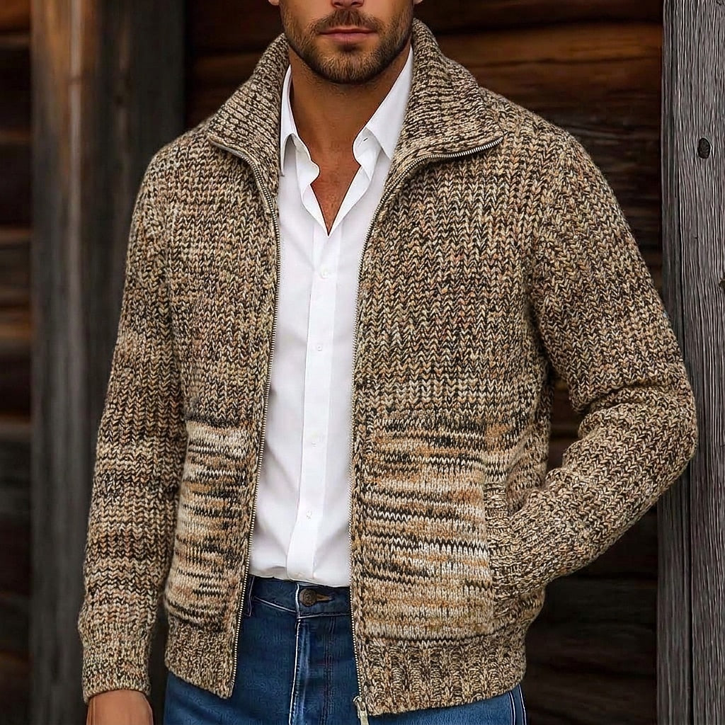 Marled Zip-Up Cardigan