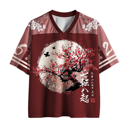 Men's Red Football Number Graphic Print Short Sleeve Sports Jersey T-Shirt