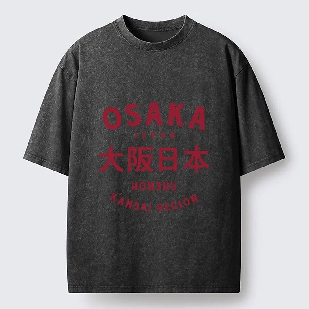 Men's Osaka Typography Graphic Washed Cotton T-Shirt
