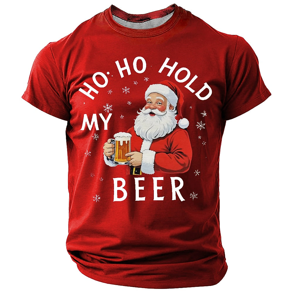 Ho Ho Hold My Beer Santa T-Shirt