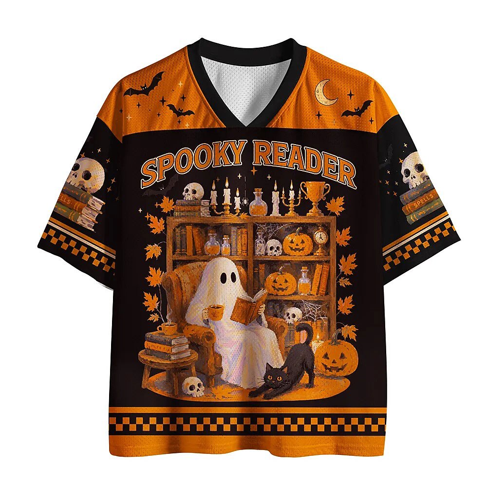 Men's Spooky Reader Graphic Mesh Football Jersey