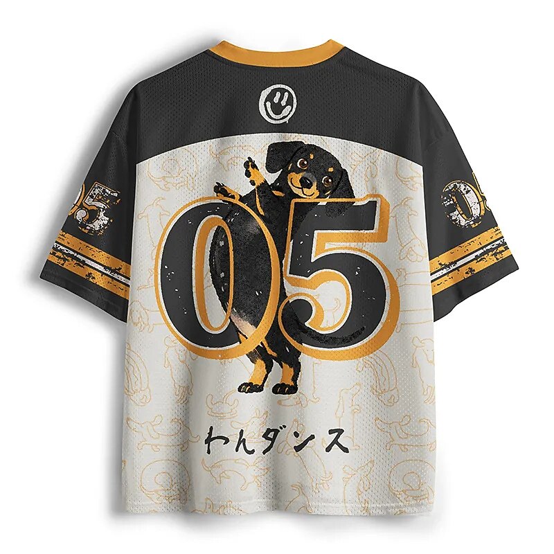 Men's Samurai Raccoon Graphic Print Short Sleeve Streetwear Jersey T-Shirt