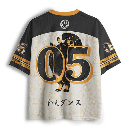 Men's Cyber Samurai Print Short Sleeve Streetwear Sports Jersey T-Shirt