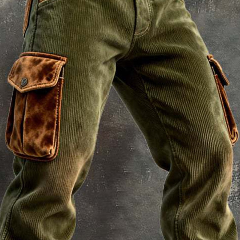 Contrast Flap Corduroy Cargo Pants