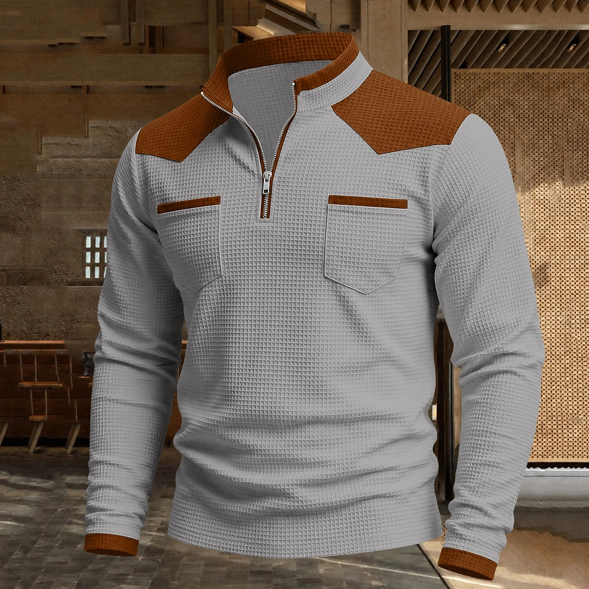 Contrast Yoke Utility Waffle Polo