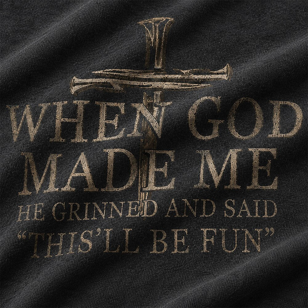 Men's God Made Me Quote Print Short Sleeve Funny T-Shirt