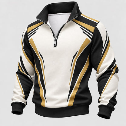 Diagonal Sash Half-Zip Sweatshirt