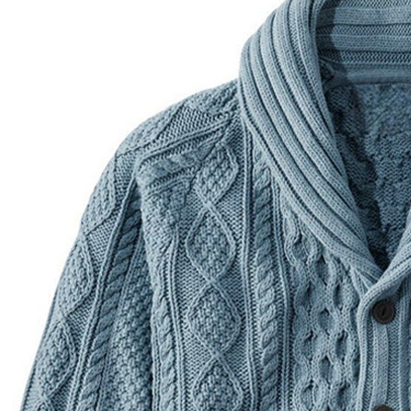 Braided Cable Shawl Collar Cardigan
