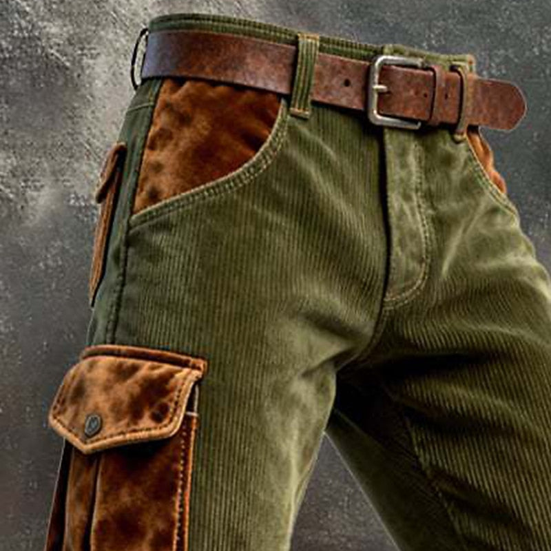 Contrast Flap Corduroy Cargo Pants