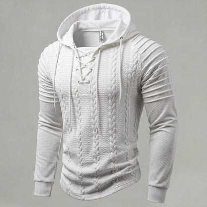 Cable Knit Lace-Up Hoodie