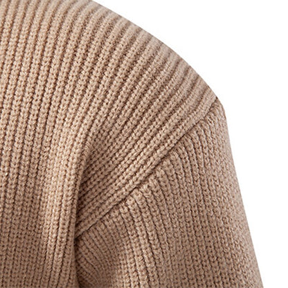 Vertical Rib Stand-Collar Zip Cardigan