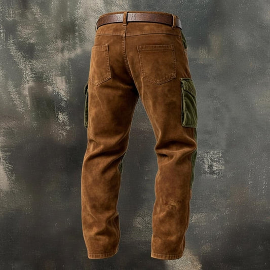 Contrast Corduroy Panel Cargo Pants