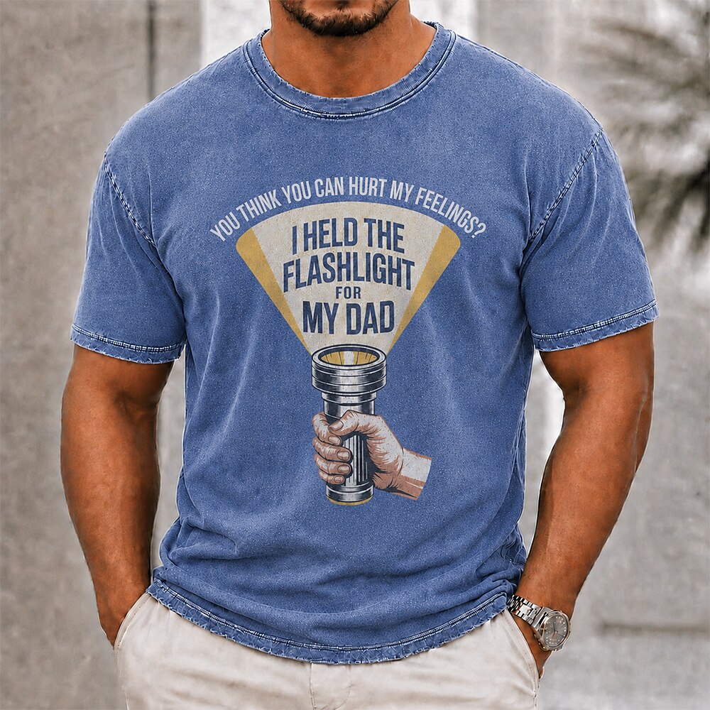 Men's Flashlight Dad Quote Print Short Sleeve Funny T-Shirt