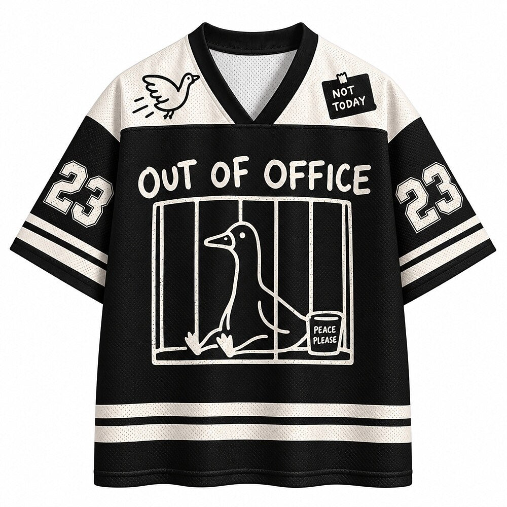 Men's Duck Number Text Graphic V-Neck Sports Jersey