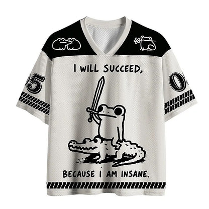 Men's White Sports Number Graphic Print Short Sleeve Jersey T-Shirt