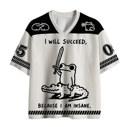 Men's Exhausted Frog Warrior Graphic V-Neck Sports Jersey