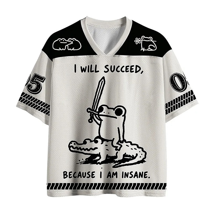 Men's Frog Number Graphic V-Neck Sports Jersey