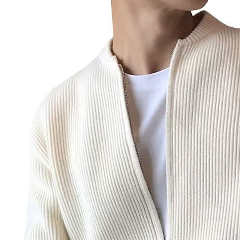 Vertical Rib Full-Zip Cardigan