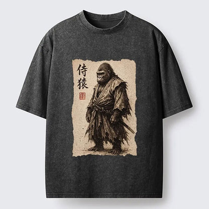 Men's Samurai Gorilla Graphic Washed Cotton T-Shirt