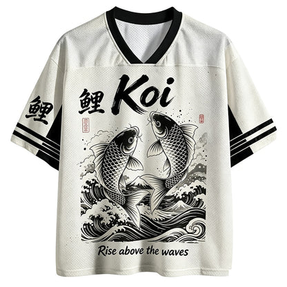 Japanese Koi Fish V-Neck Mesh Jersey