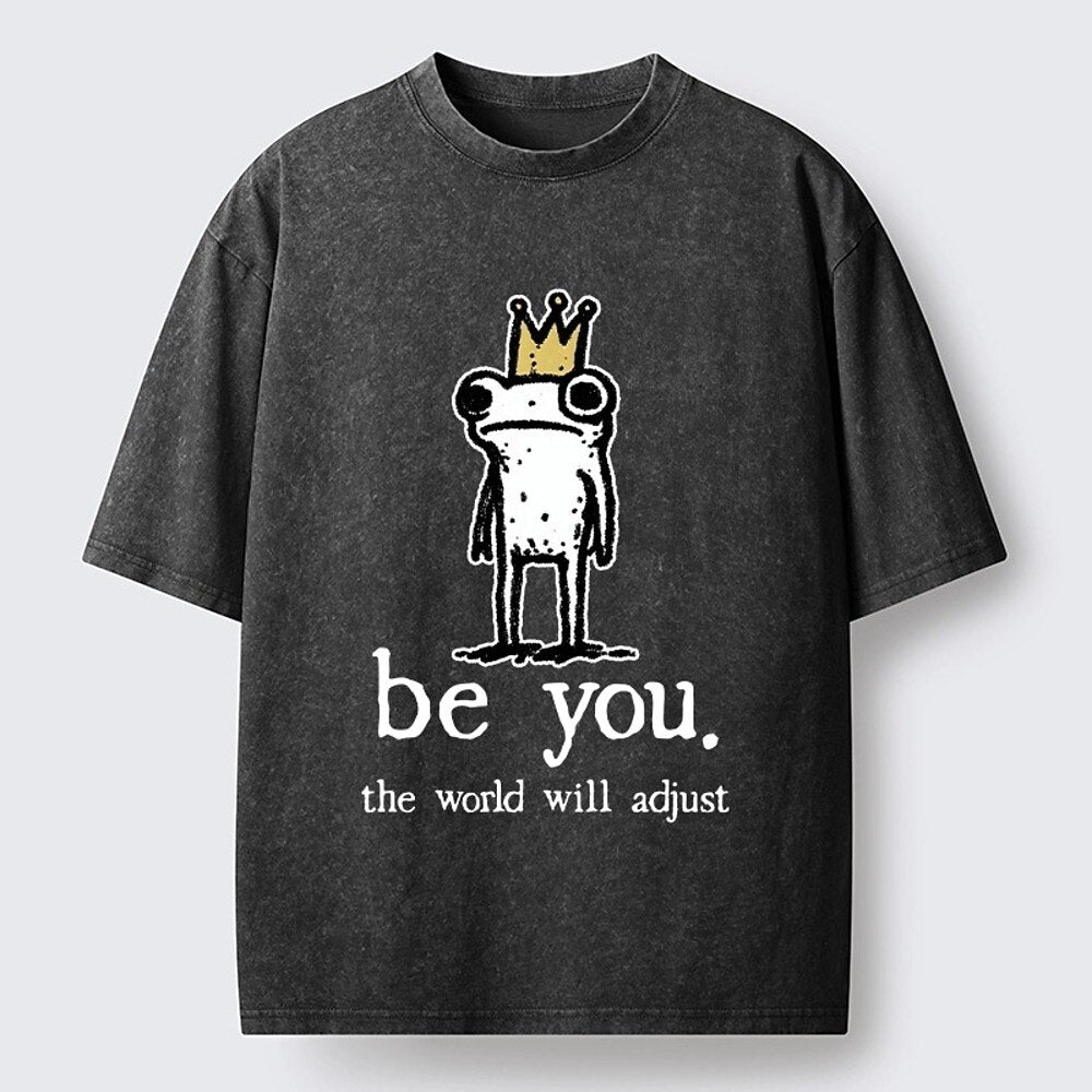 Japanese Style Crowned Frog Washed T-Shirt