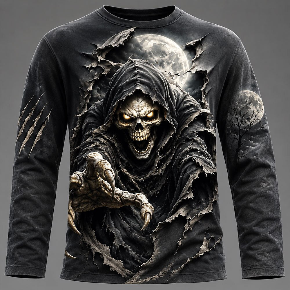 Halloween Men's Hooded Phantom Graphic Long Sleeve T-Shirt