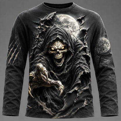 Halloween Men's Hooded Phantom Graphic Long Sleeve T-Shirt