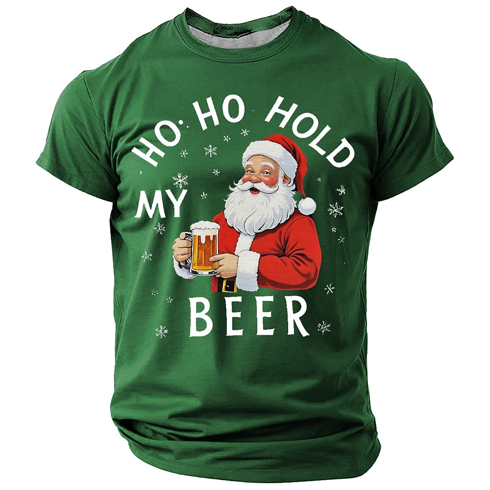 Ho Ho Hold My Beer Santa T-Shirt