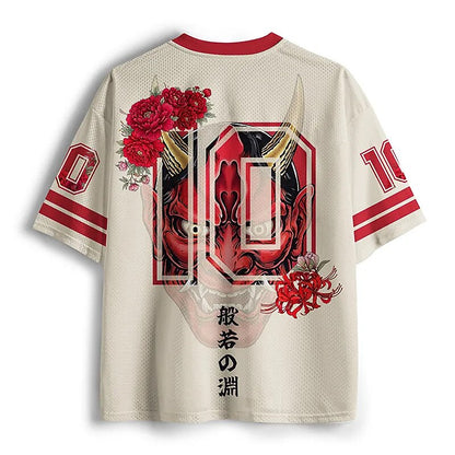 Men's White Mask Number Graphic Print Short Sleeve Sports Jersey T-Shirt