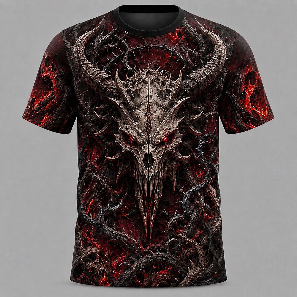Men's Green Grim Reaper Print Short Sleeve Gothic T-Shirt