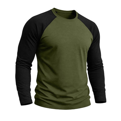 Contrast Raglan Henley Long Sleeve T-Shirt