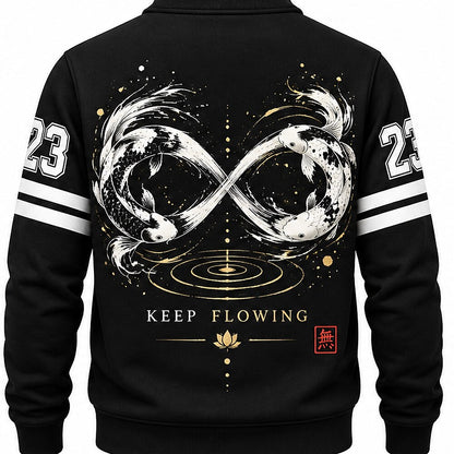 Golden Lotus Twin Koi Half-Zip Sweatshirt