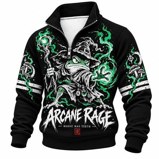 Arcane Rage Wizard Frog Half-Zip Sweatshirt