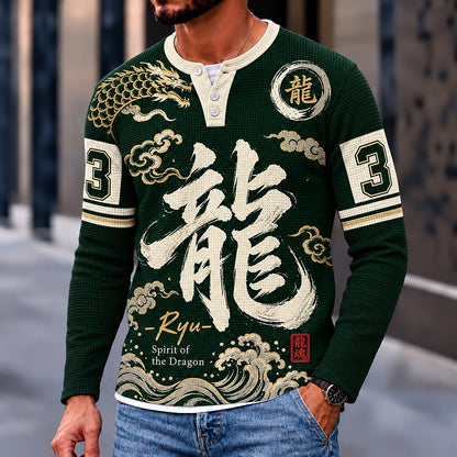 Spirit of the Dragon Henley Long Sleeve T-Shirt