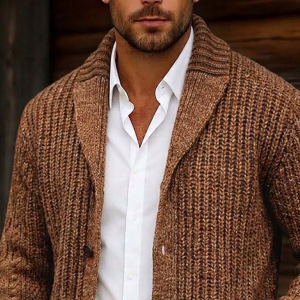 Longline Cable Shawl Collar Cardigan