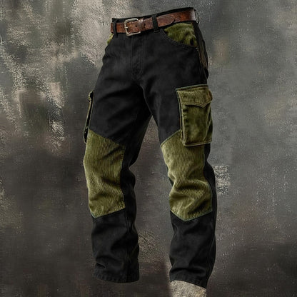 Contrast Corduroy Panel Cargo Pants