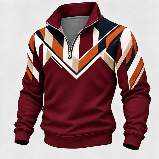 Chevron Stripe Half-Zip Sweatshirt