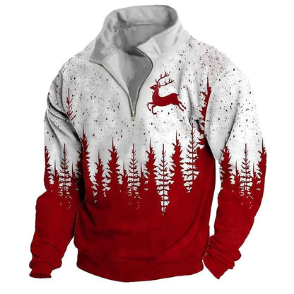 Reindeer Pine Border Half-Zip Sweatshirt